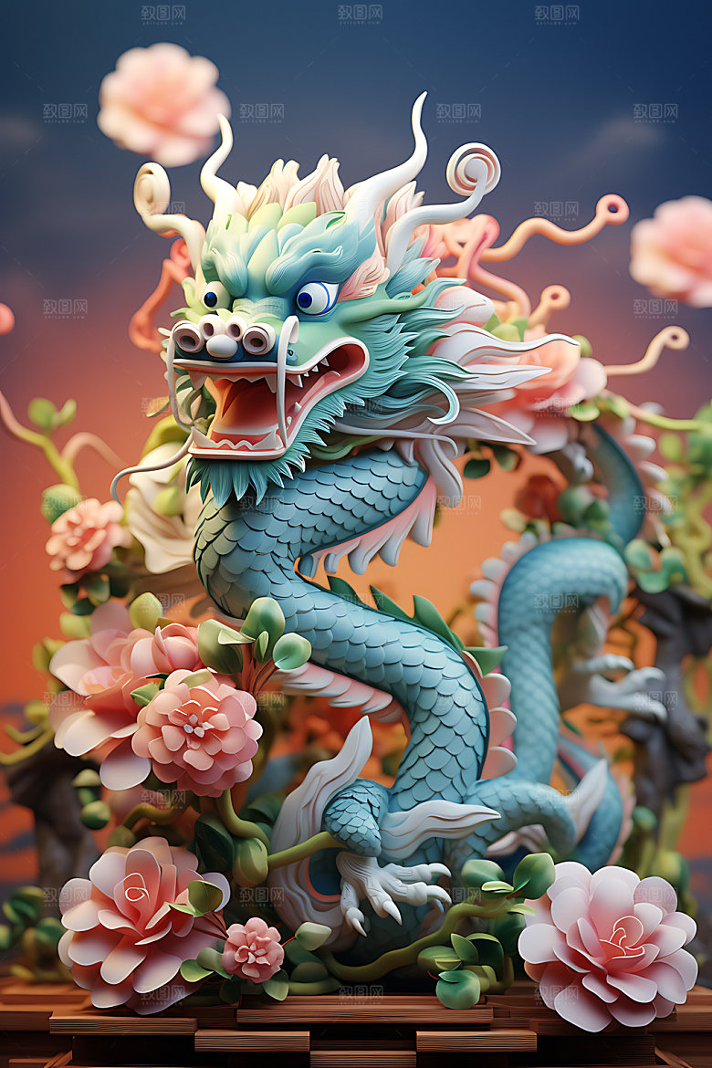 中国龙传统文化十二生肖效果图
