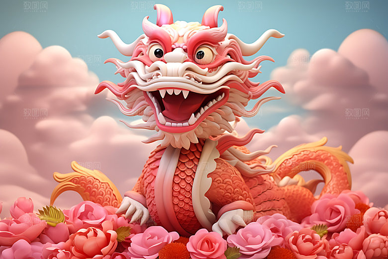 中国龙十二生肖质感效果图