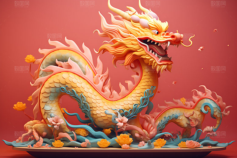 中国龙十二生肖质感效果图