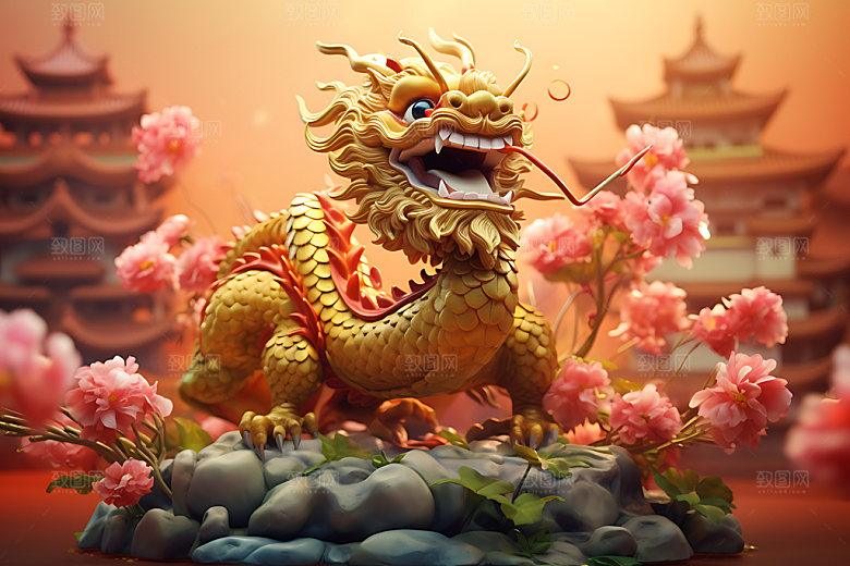 中国龙模型立体效果图