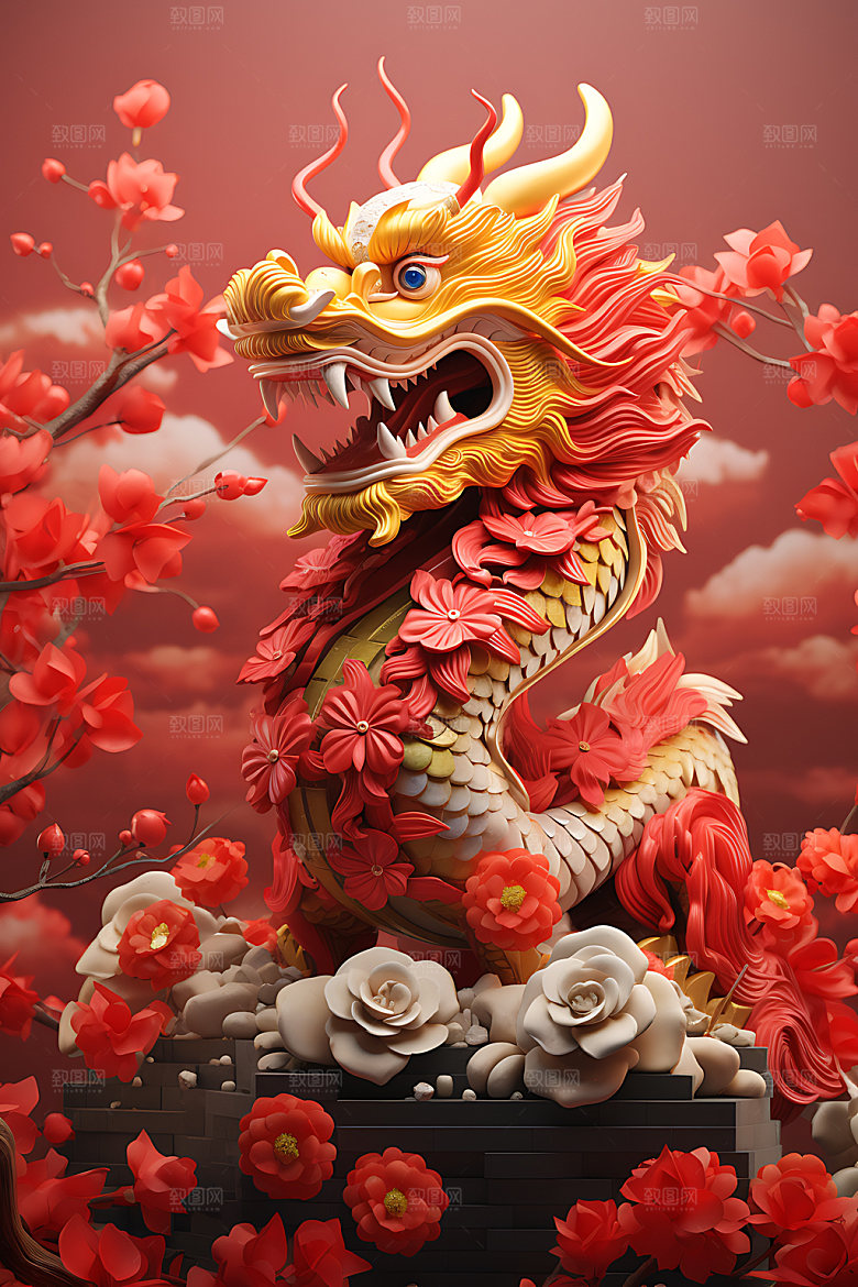 中国龙立体质感效果图