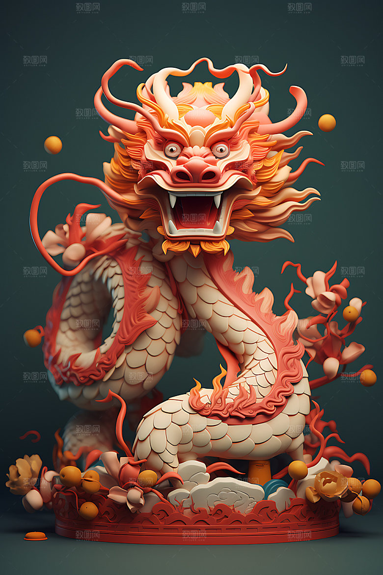 中国龙喜庆十二生肖效果图