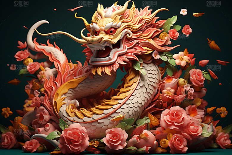 中国龙龙年喜庆效果图