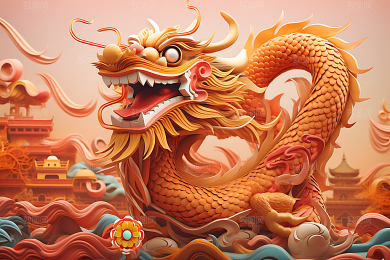 中国龙龙年热闹效果图