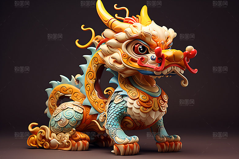 中国龙质感龙年效果图