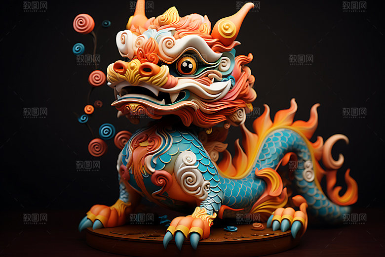 中国龙质感热闹效果图
