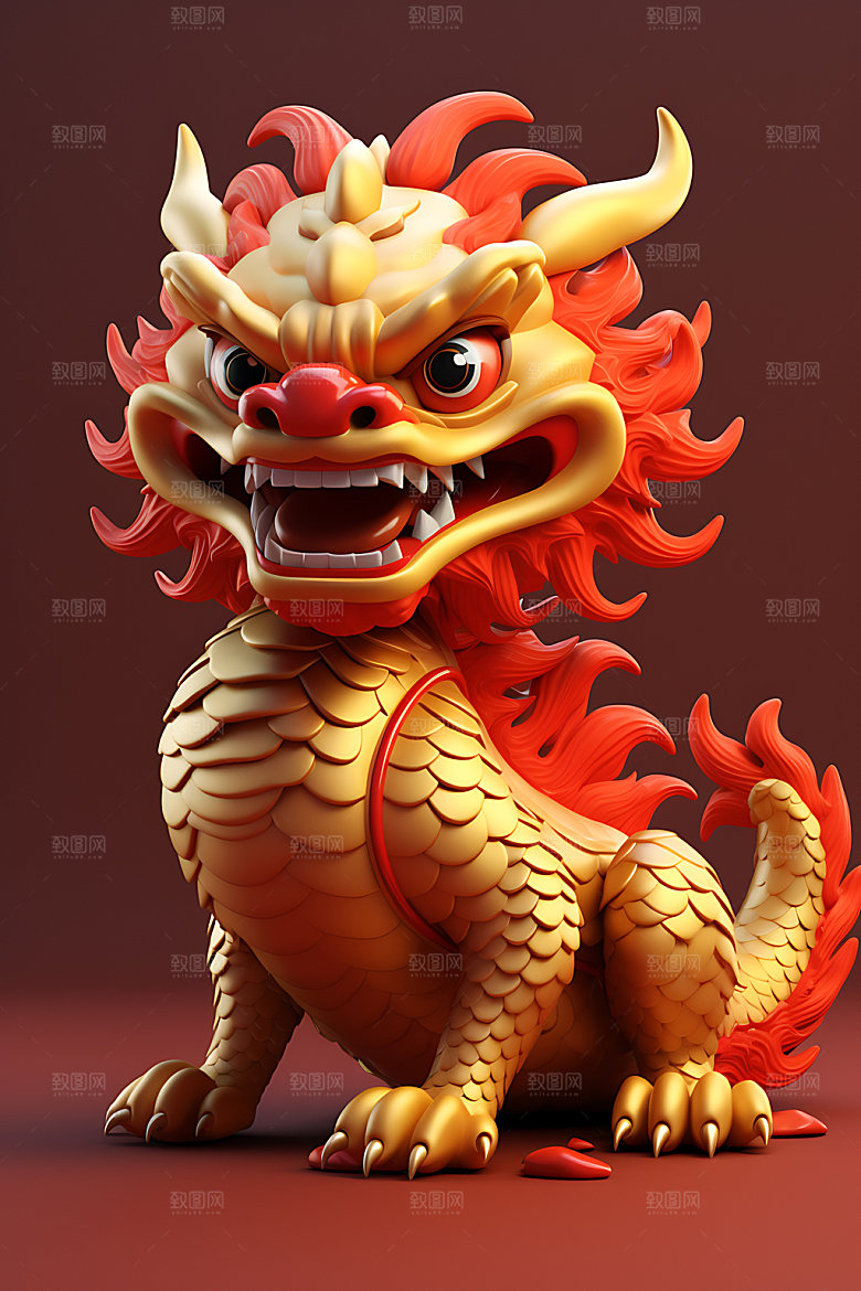 中国龙喜庆立体效果图