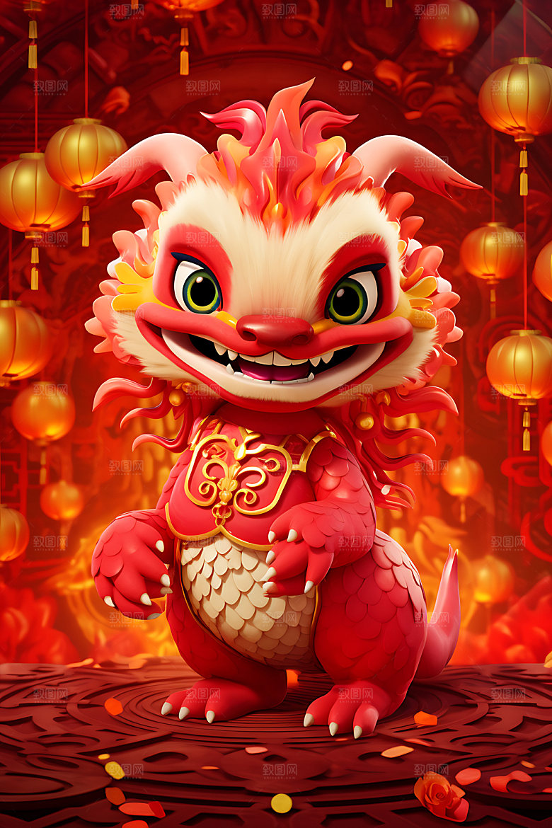 中国龙热闹龙年效果图