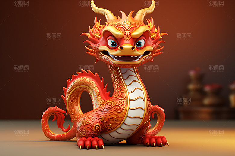 中国龙模型质感效果图