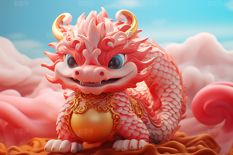 中国龙模型传统文化效果图