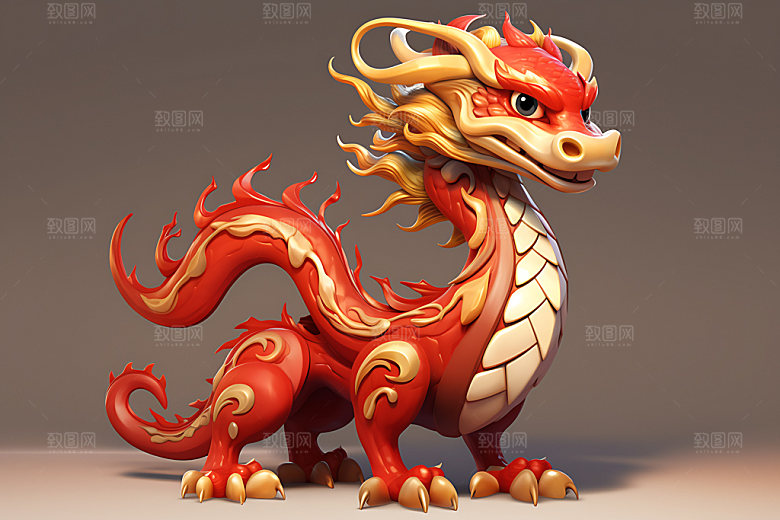 中国龙质感模型效果图