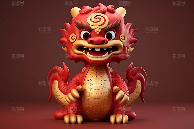 中国龙十二生肖3D效果图