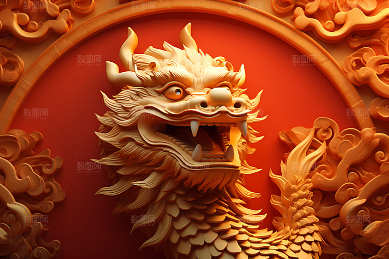 中国龙质感热闹效果图