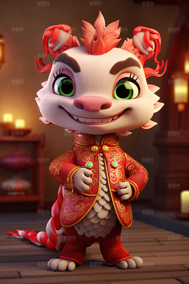 卡通中国龙春节3D模型