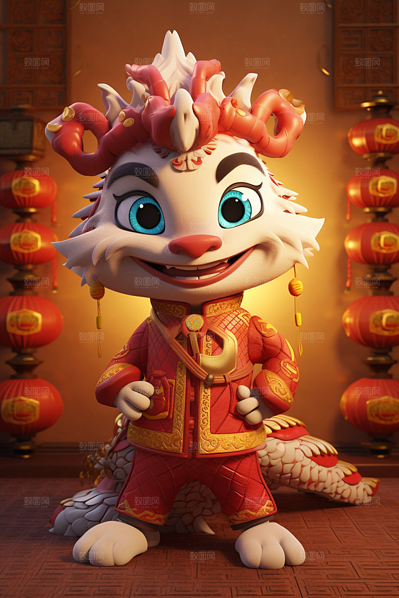 卡通中国龙立体3D模型