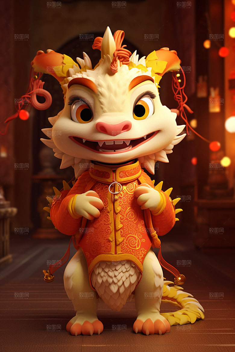 卡通中国龙3D春节模型