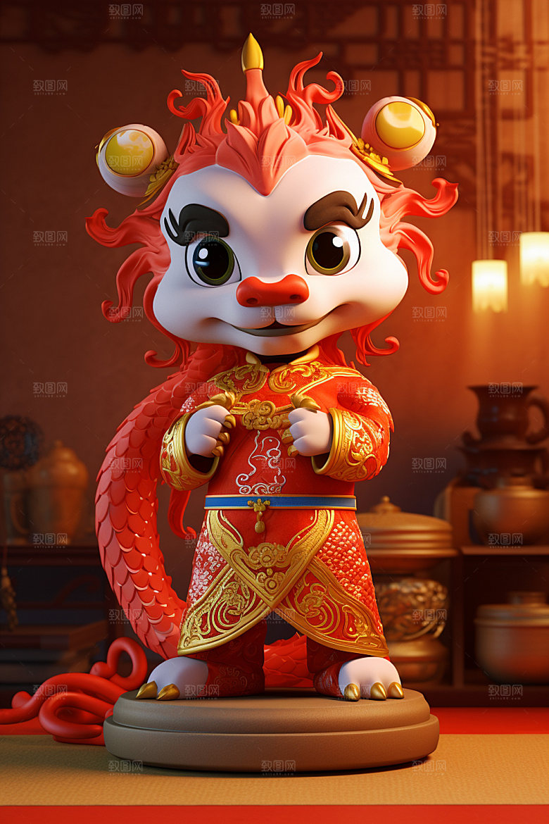 卡通中国龙春节喜庆模型