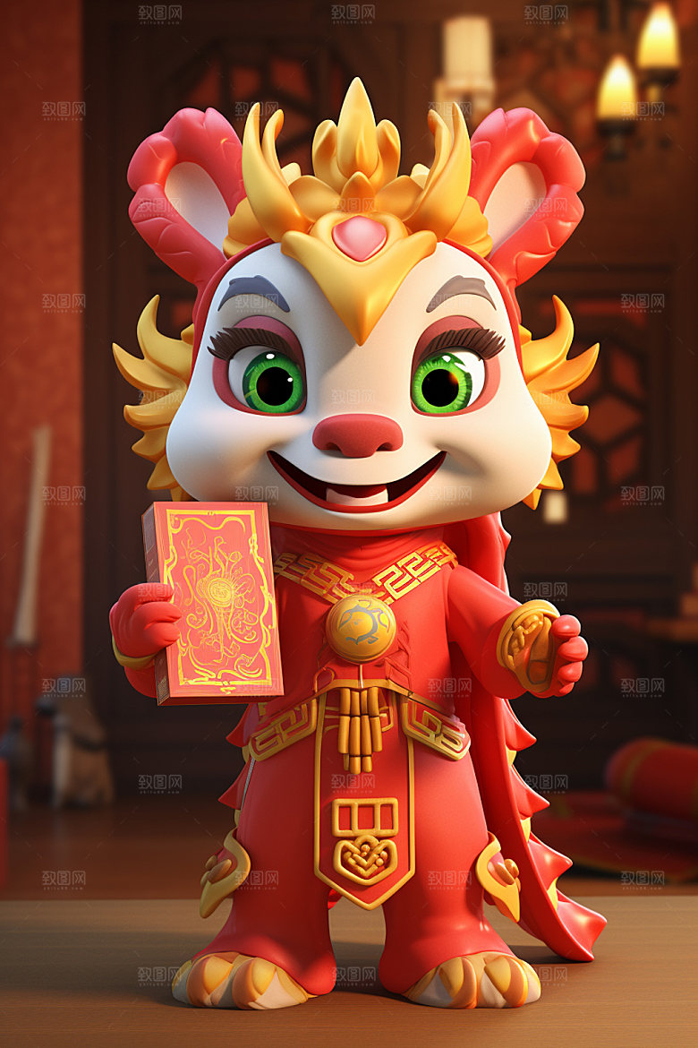 卡通中国龙春节喜庆模型