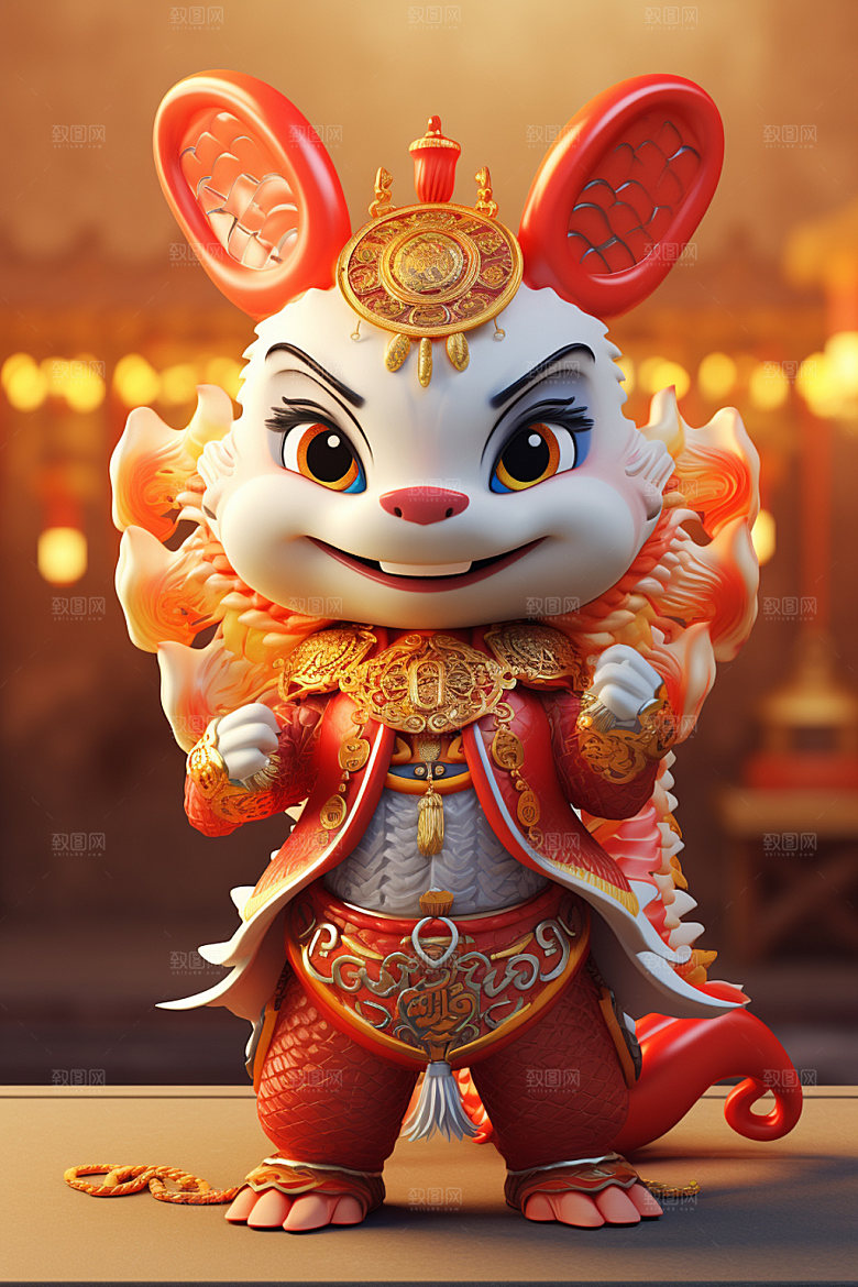 卡通中国龙喜庆新年模型