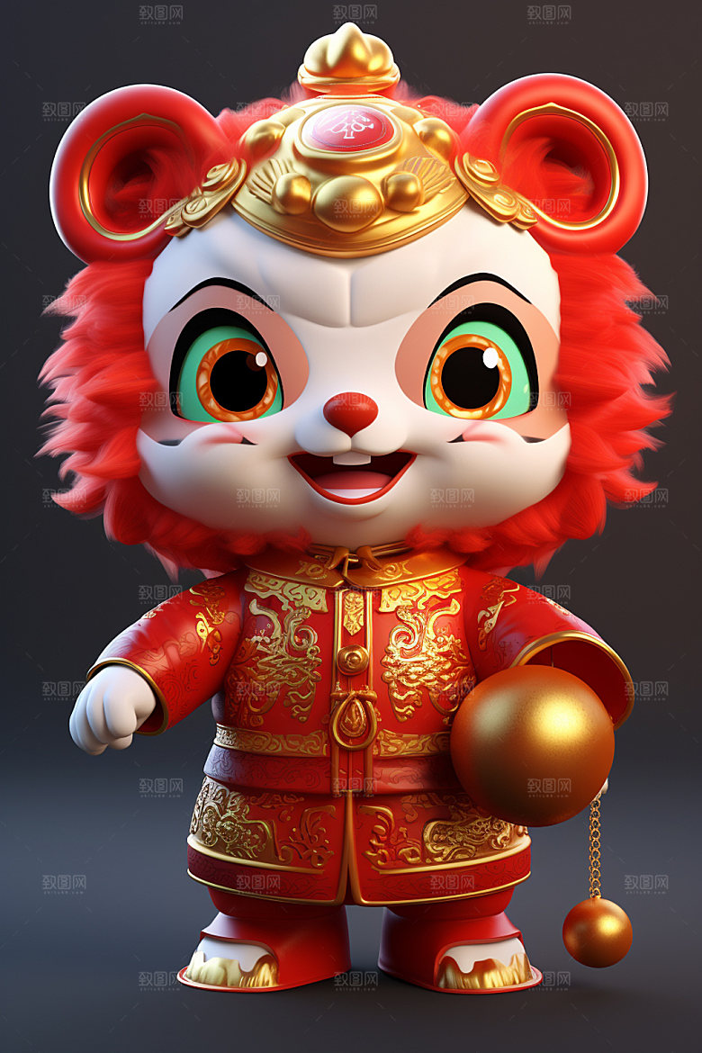 卡通中国龙红色立体模型
