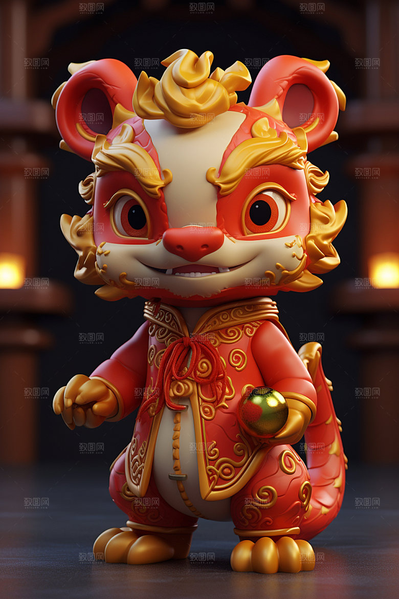 卡通中国龙立体春节模型