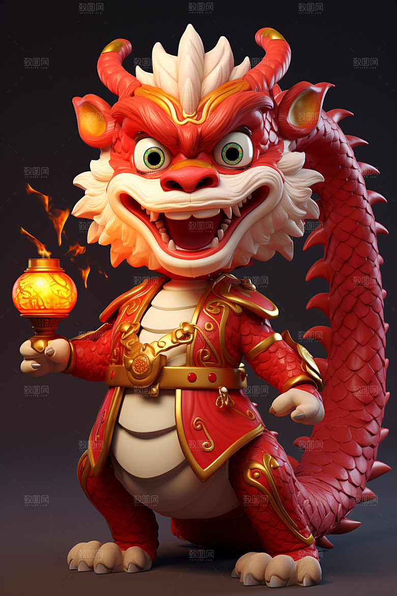 卡通中国龙3D新年模型