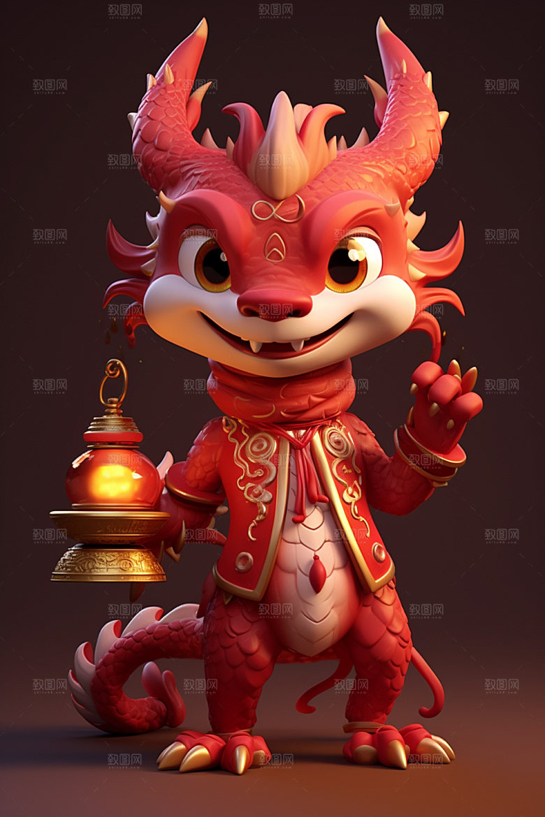 卡通中国龙新年拟人模型