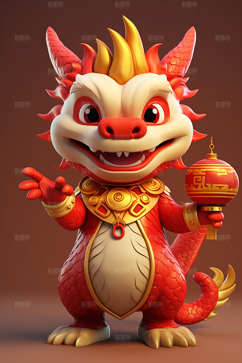 卡通中国龙3D新年模型