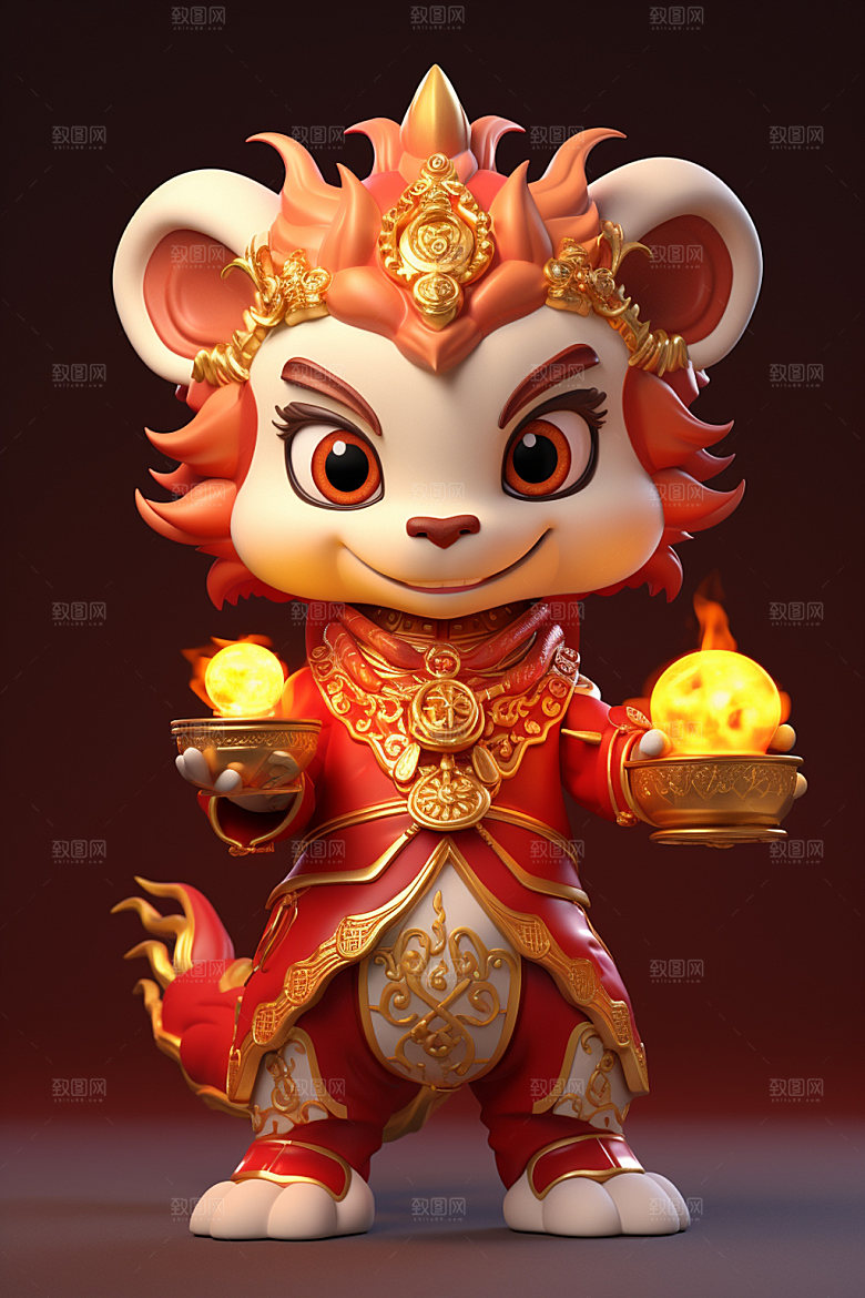 卡通中国龙拟人龙年模型
