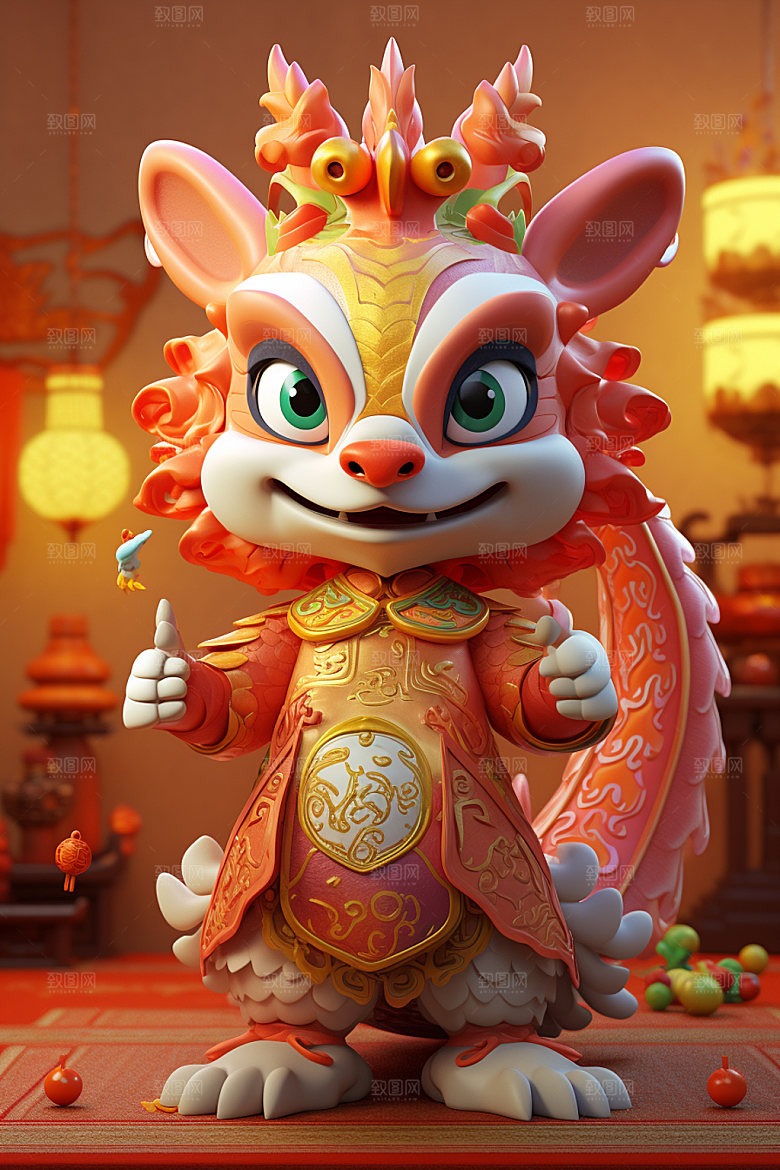 卡通中国龙新年立体模型
