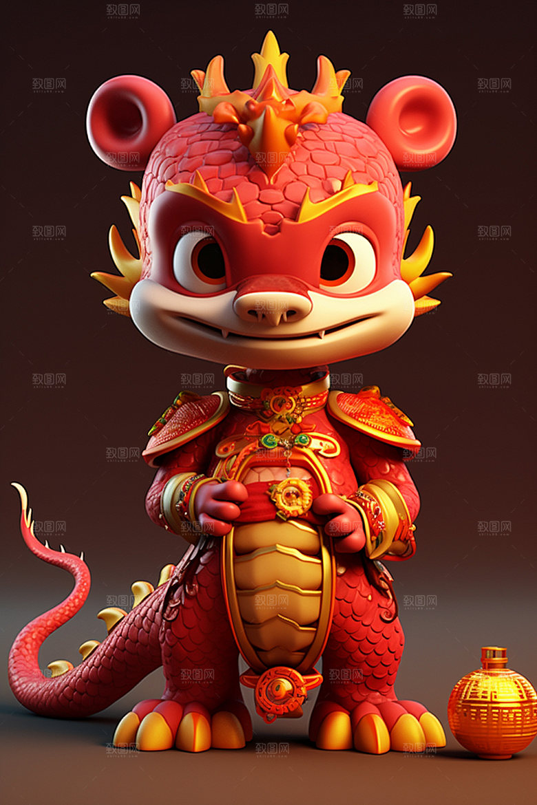 卡通中国龙春节立体模型
