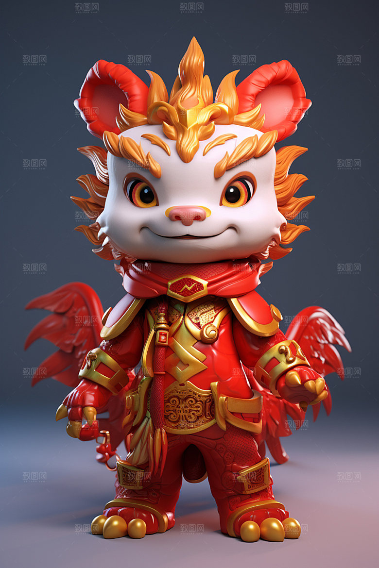 卡通中国龙立体春节模型