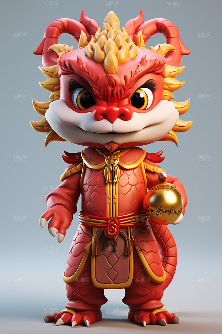 卡通中国龙新年3D模型