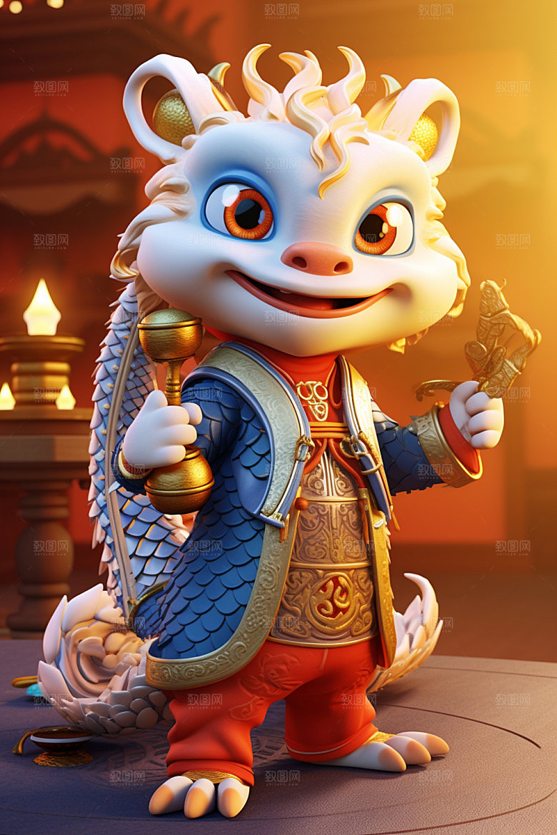 卡通中国龙立体新年模型
