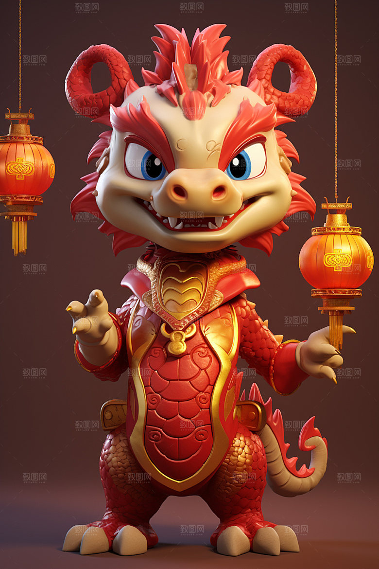 卡通中国龙3D新年模型