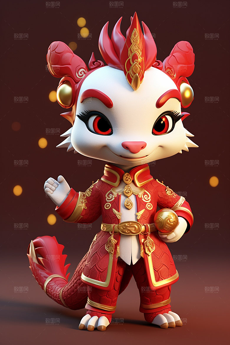 卡通中国龙龙年新年模型