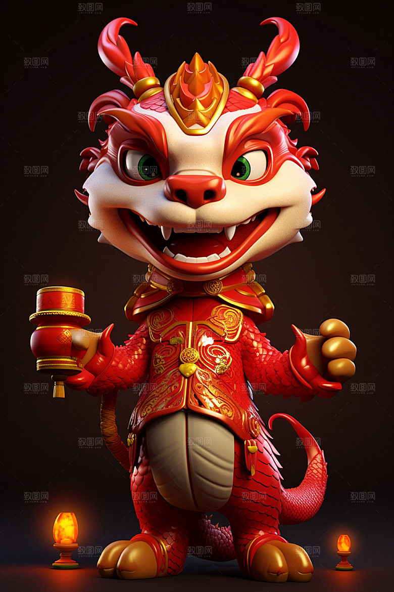 卡通中国龙春节新年模型