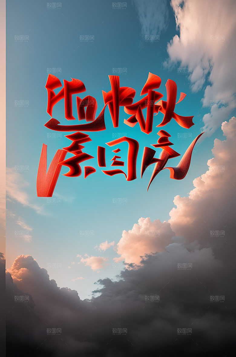 中秋国庆节日高清艺术字