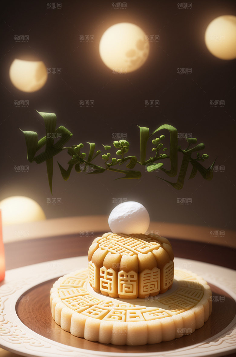 中秋国庆宣传假日艺术字