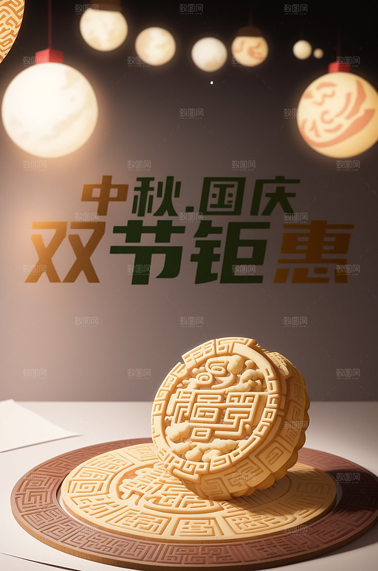 中秋国庆假日宣传艺术字