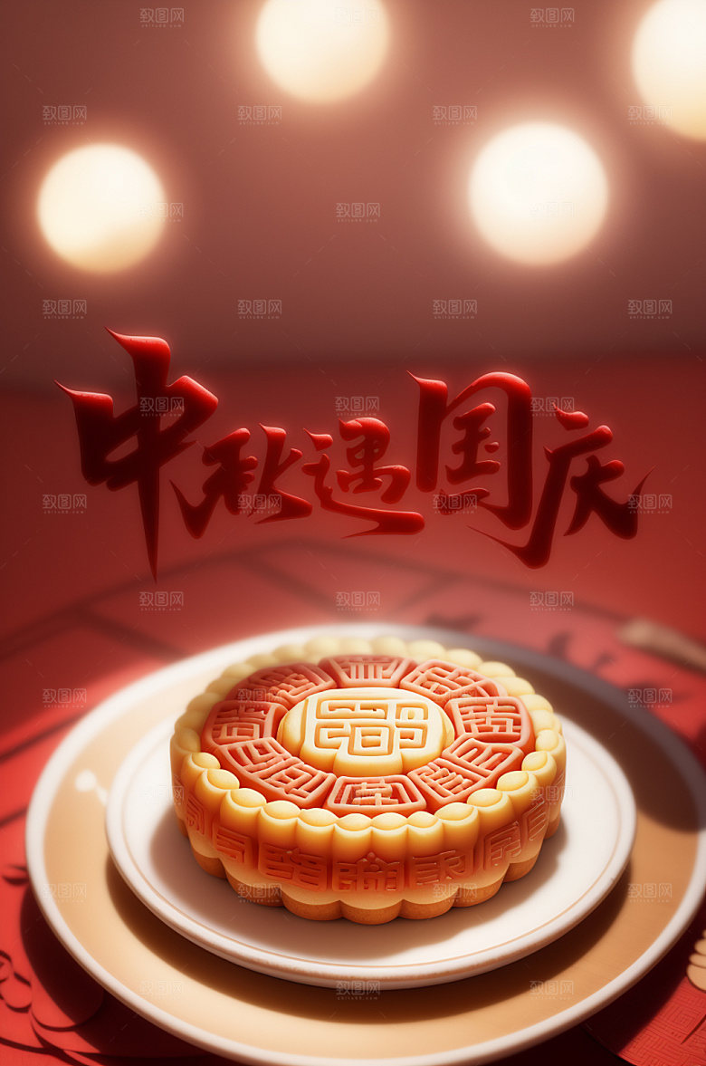 中秋国庆节日假日艺术字