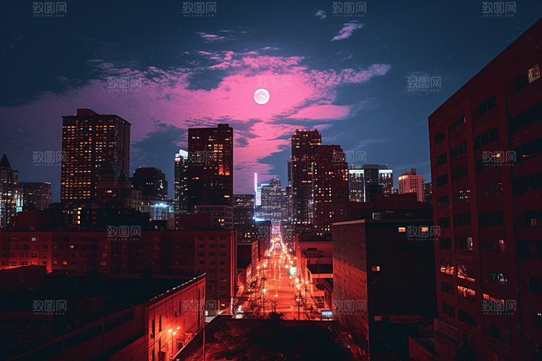 中秋城市时尚未来插画