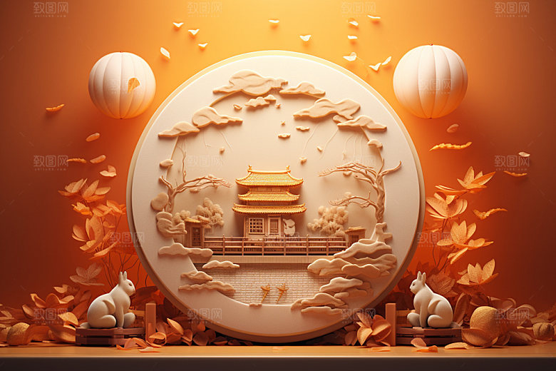 中秋街市灯笼场景