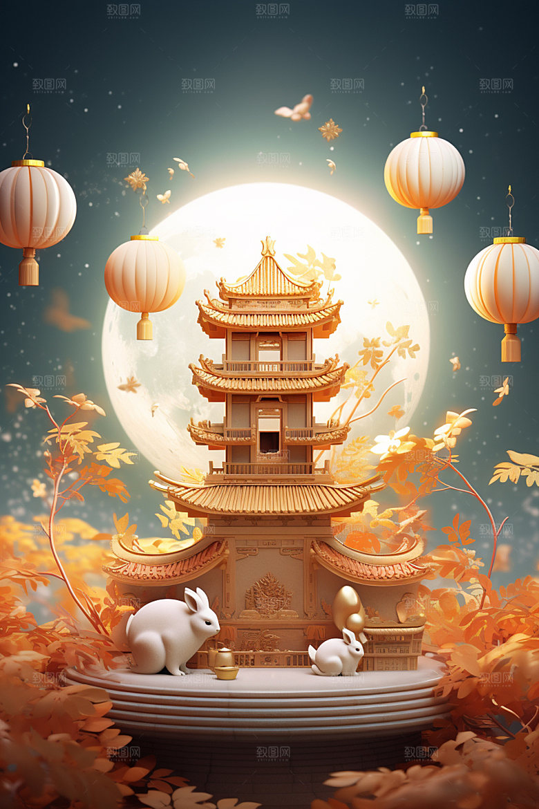 中秋唯美灯笼场景