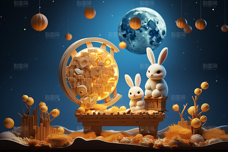 中秋唯美灯笼场景