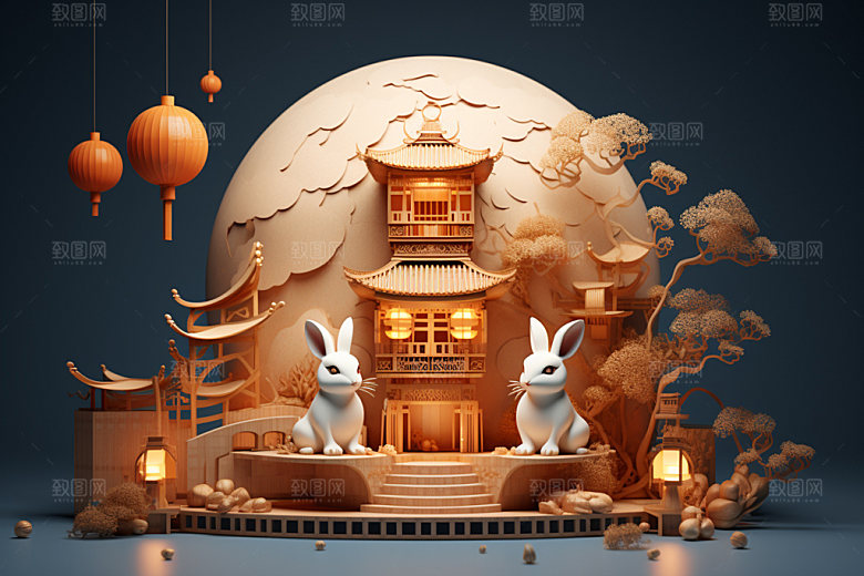 中秋灯笼中国风场景