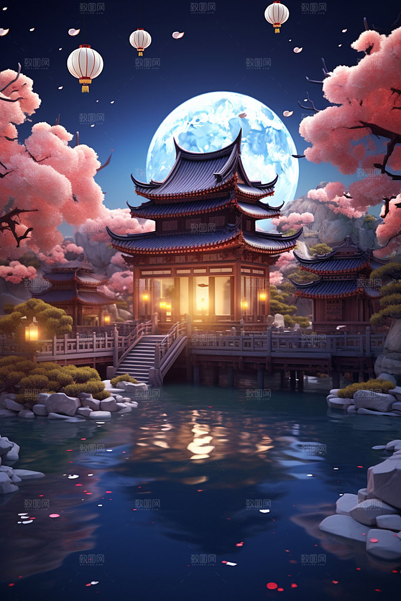 中秋中国风唯美场景