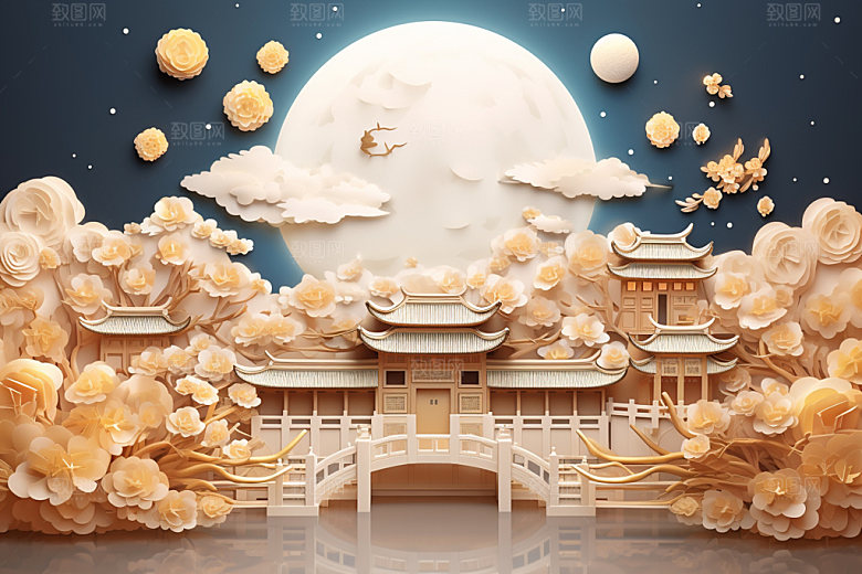 中秋唯美灯笼场景