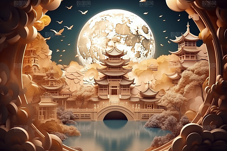 中秋中国风灯笼场景