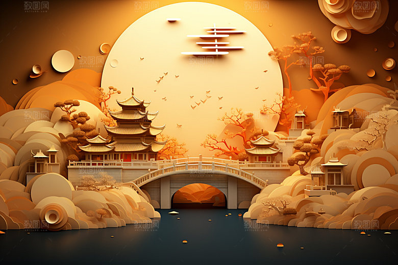 中秋灯笼中国风场景